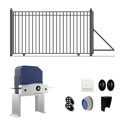 ALEKO Garden Steel Single Sliding 12 ft Driveway Gate Madrid Style with Gate Opener