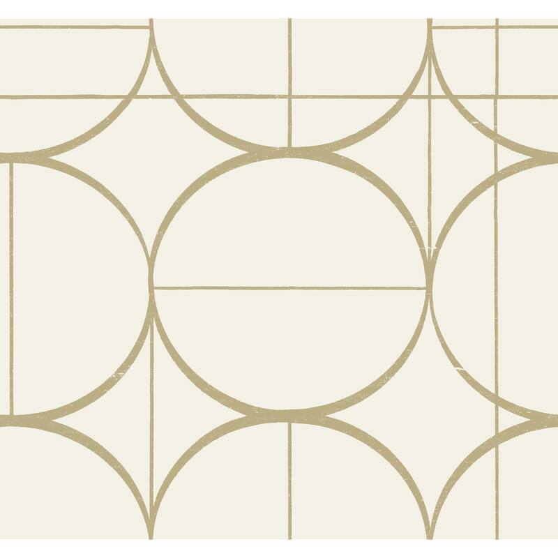 Fairfield, Sun Circles 26.9' L X 27" W, Wallpaper Roll - Cream & Gold