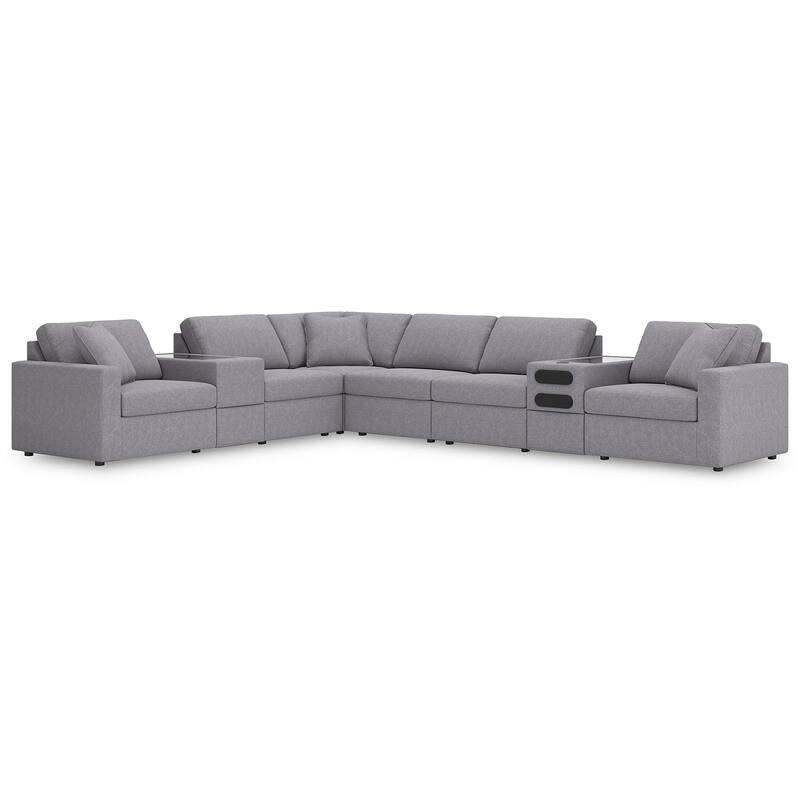 Signature Design by Ashley Modmax 8-Piece Sectional with Audio and Storage Consoles - 156" W x 124" D x 36" H - Grey