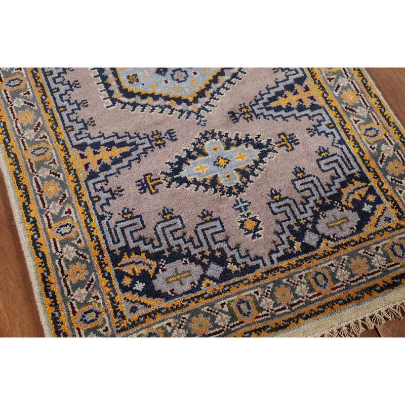 Geometric Viss Indian Accent Rug Handmade Foyer Wool Carpet - 3'0"x 5'3"