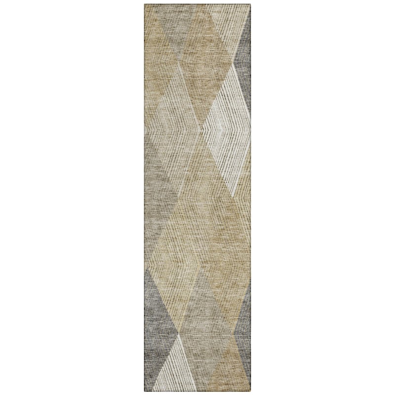 Machine Washable Indoor/ Outdoor Diamond Stripes Chantille Rug