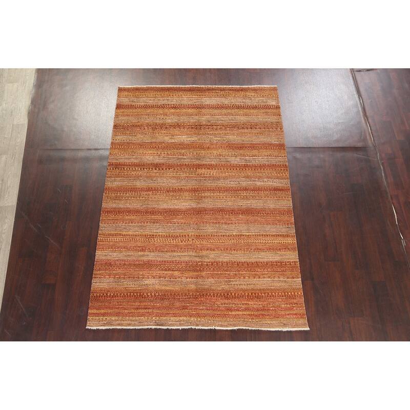 Striped Gabbeh Kashkoli Oriental Wool Area Rug Handmade Bedroom Carpet - 6'0" x 8'10"