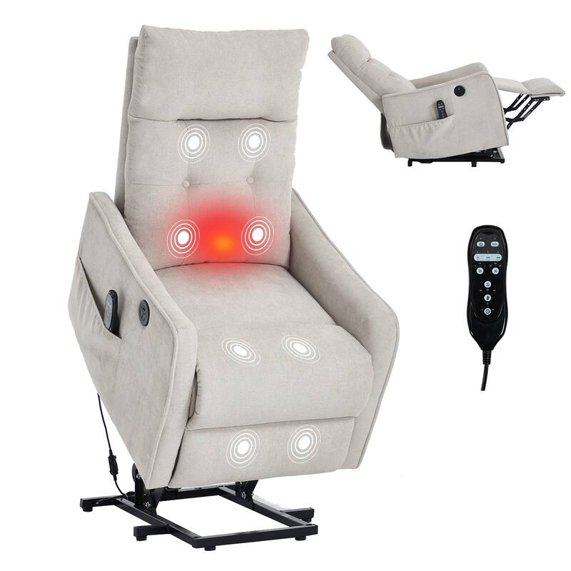 Single Motor Power Lift Recliner with USB Port and 155 Degree Recline