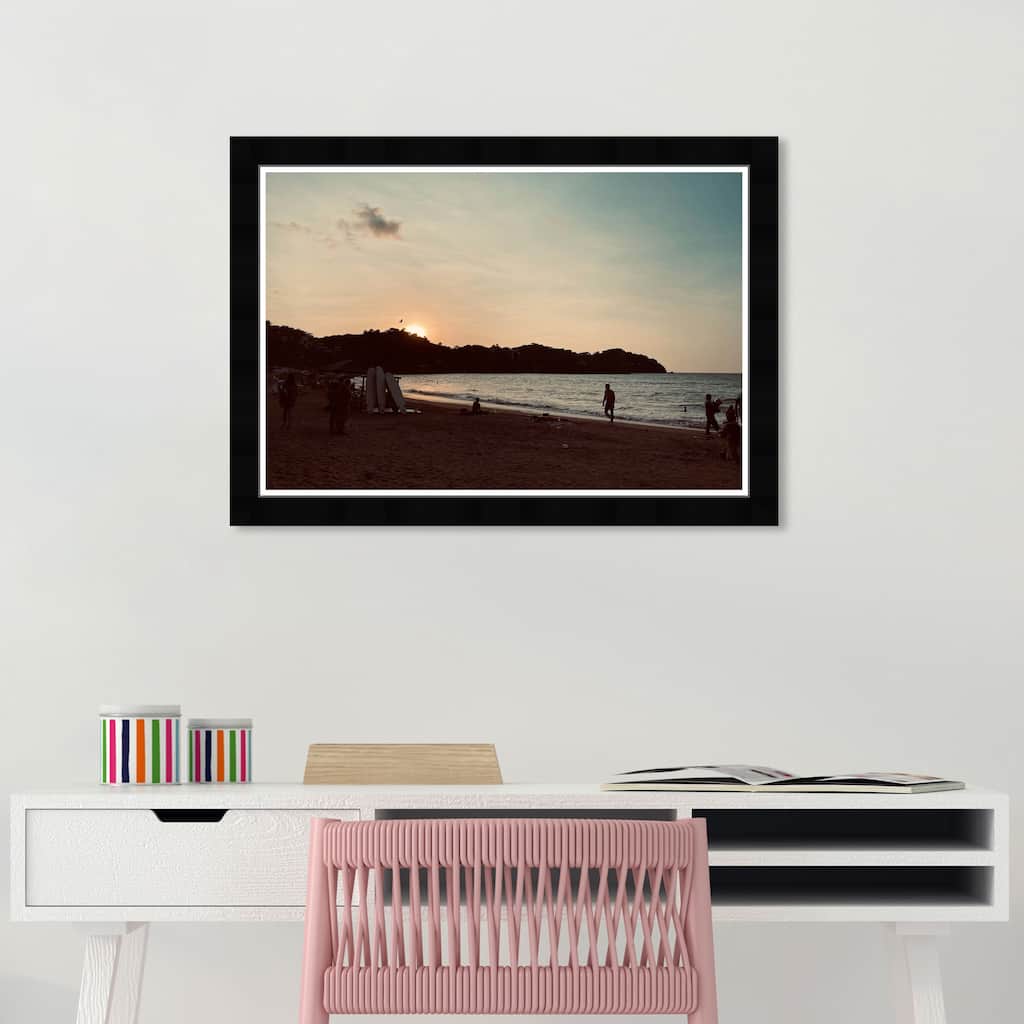 Wynwood Studio Prints Nautical and Coastal Beach at Sundown Brown and Dark Brown Nautical & Coastal Wall Art Canvas Print
