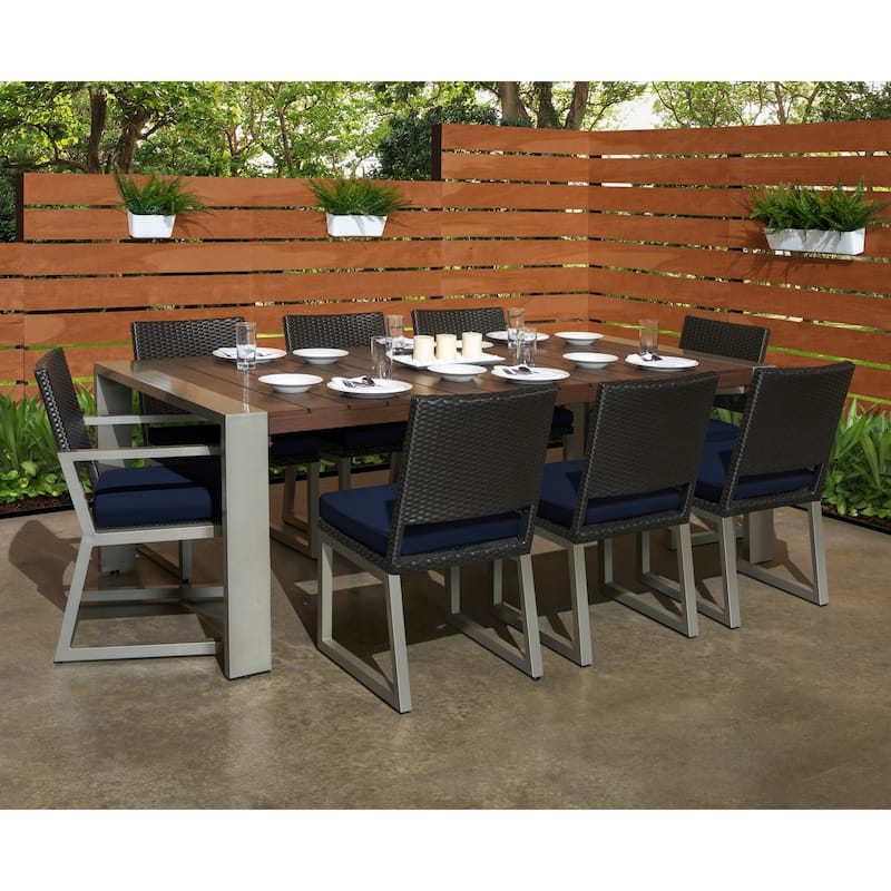 Milo Espresso 9 Piece Sunbrella Outdoor Patio Dining Set