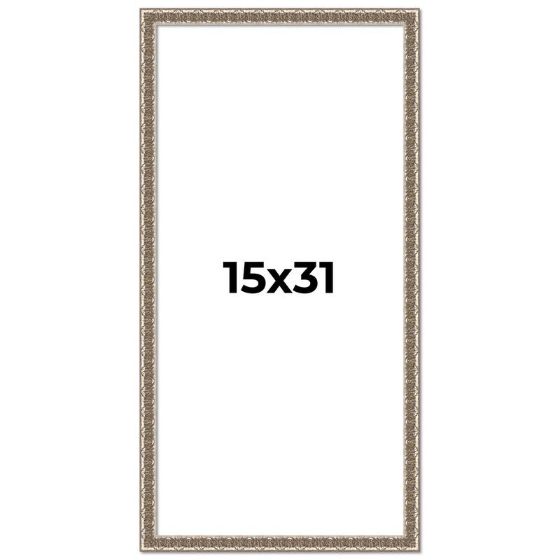 15x31 Frame Silver Versailles Ornate Solid Wood Picture Frame | 1 Inch