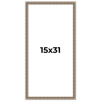 15x31 Frame Silver Versailles Ornate Solid Wood Picture Frame | 1 Inch
