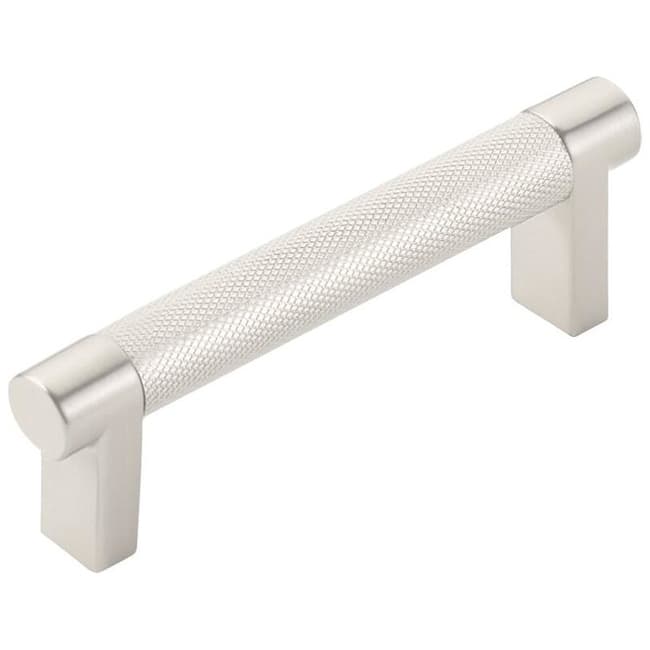 Emtek 84052.REC.KN Knurled 3-1/2" Center to Center Bar Cabinet Pull - Satin Nickel / Satin Nickel Stem