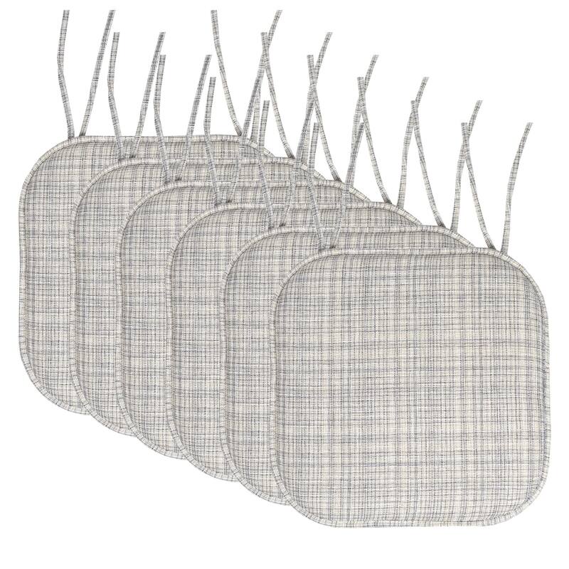 Aria Memory Foam Non-Slip Chair Pad with Ties - Silver/Cream - Set of 6