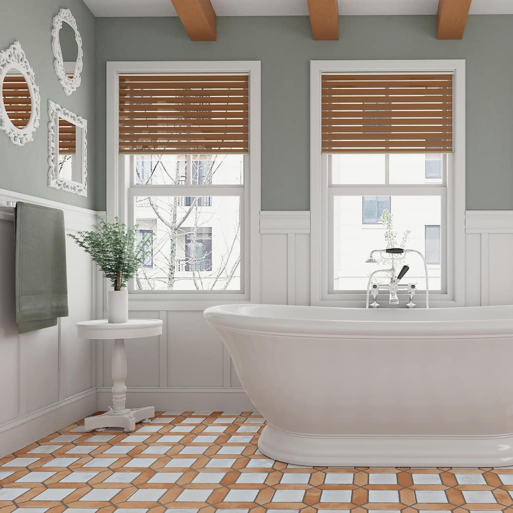 Merola Tile Picket Arendel Terra with White Square 14-5/8" x 22-1/2" Porcelain Floor and Wall Tile