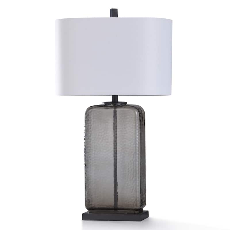 StyleCraft Charles Dimpled and Tinted Smoked Gray Glass with Brushed Black Nickel Table Lamp - Smoked Gray Glass With Brushed Black Nickel