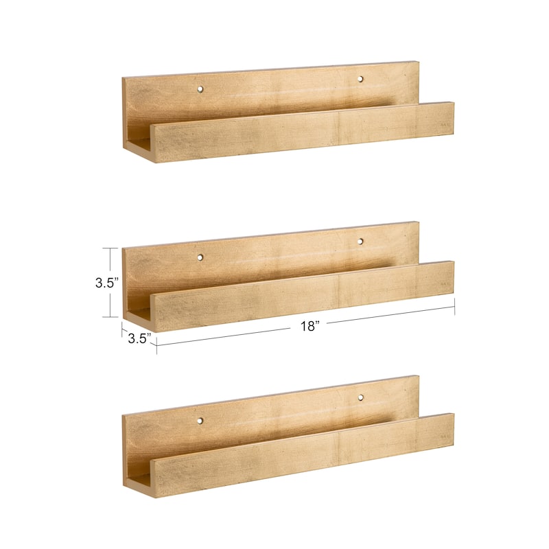 Levie 24 inch 2-Pack Wood Wall Picture Frame Holder Ledge