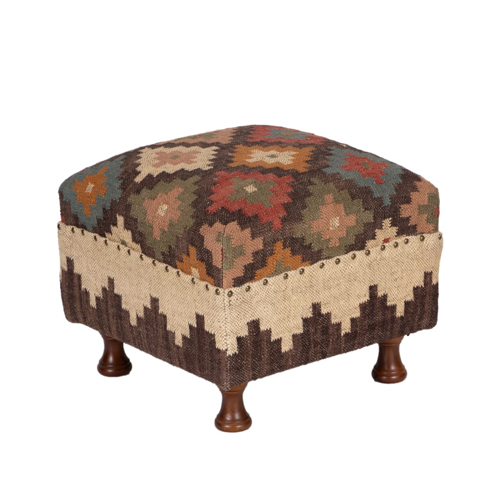 HERAT ORIENTAL Handmade Upholstered Ottoman Stool