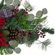 preview thumbnail 2 of 1, 36" Dual Plaid Bows and Red Berries Artificial Christmas Swag - Unlit