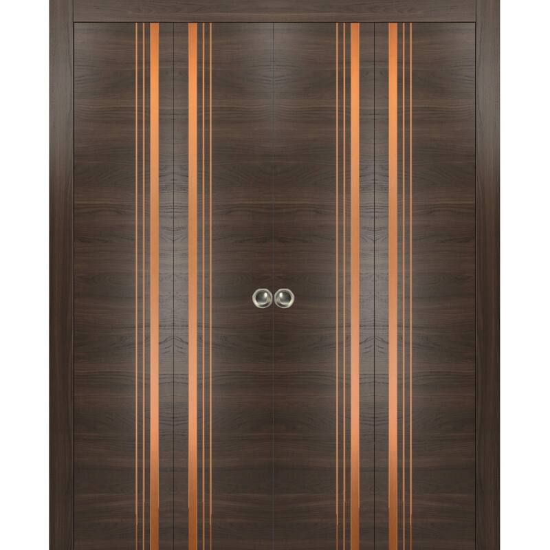 Double Bi-fold Doors Planum 1010 Chocolate Ash with Sturdy Tracks - Grey - 96" x 84" (4* 24x84)