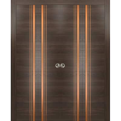 Double Bi-fold Doors Planum 1010 Chocolate Ash with Sturdy Tracks