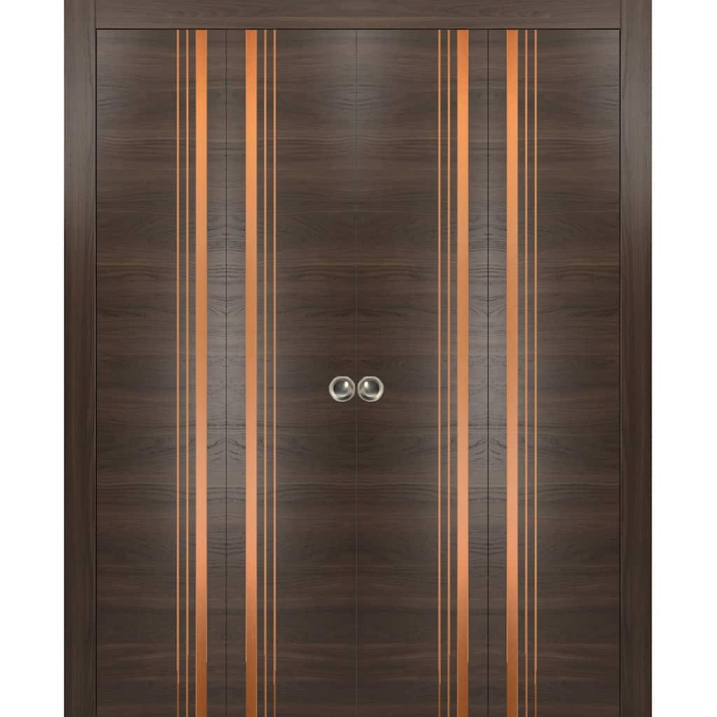 Double Bi-fold Doors Planum 1010 Chocolate Ash with Sturdy Tracks