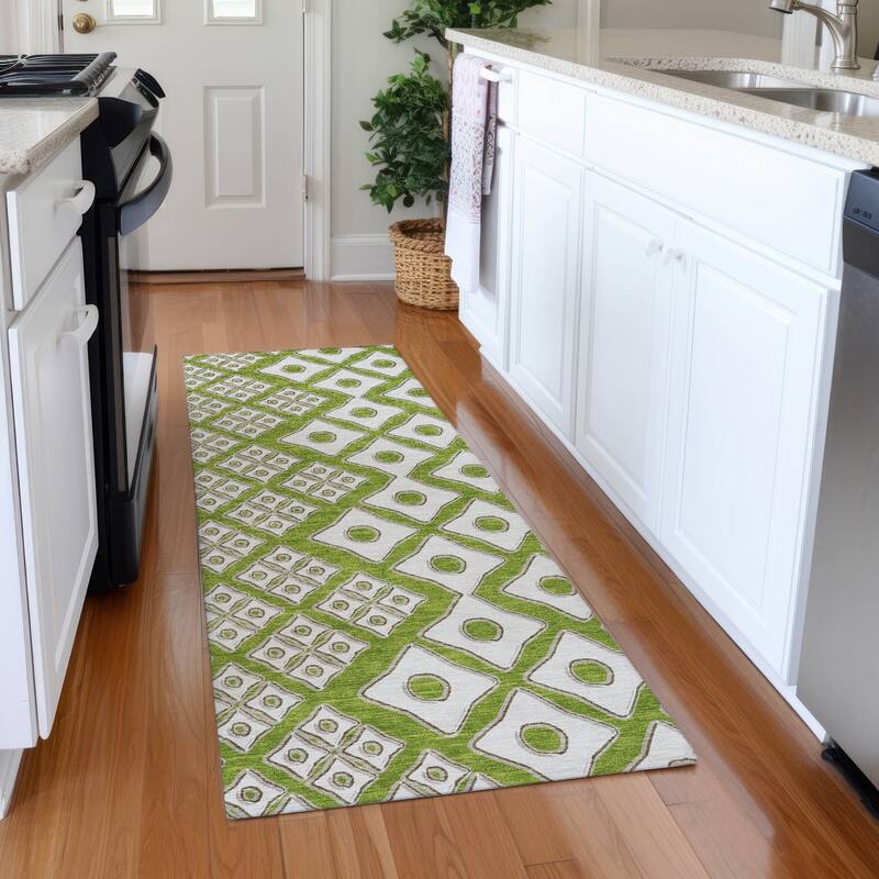 Premium Washable Super Soft Modern Cooper Mayfield Rug - Lime - 2'3" x 7'6"