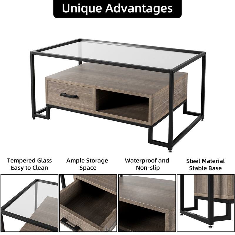 Raised bottom coffee table