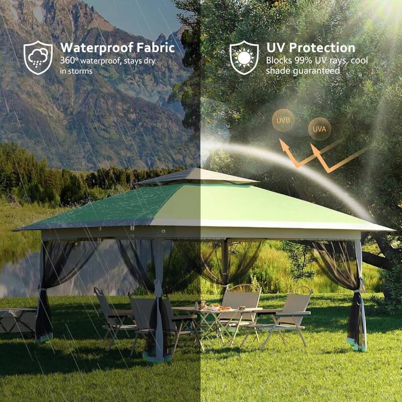 13X13 FT Patio Pop Up Canopy, Portable Folding Shed for Camping Party Wedding - 13x13 FT