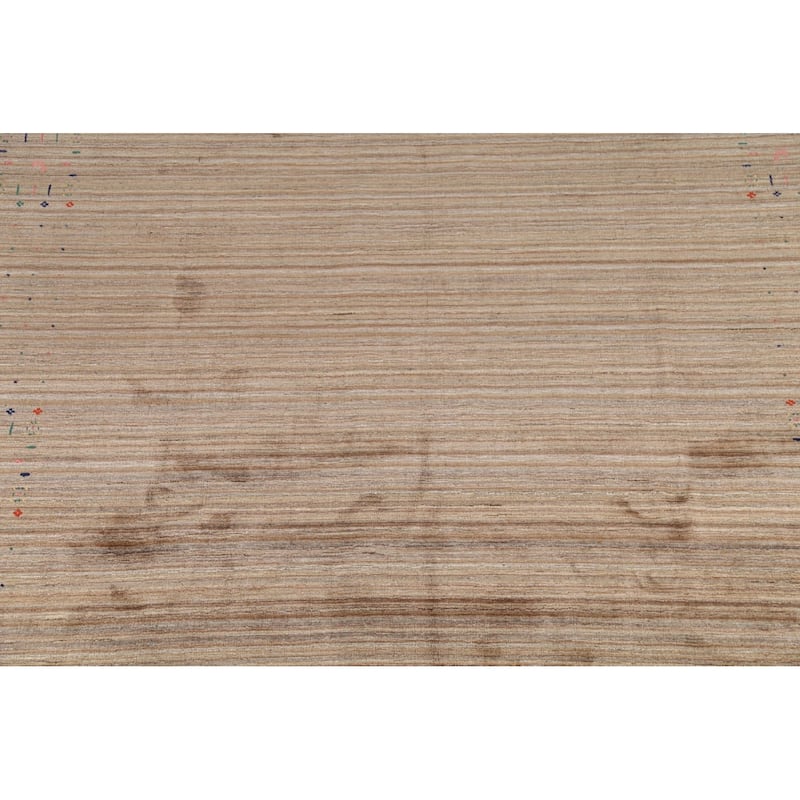 Striped Tribal Gabbeh Indian Area Rug Hand-Knotted Wool Carpet - 8'0"x 9'8"