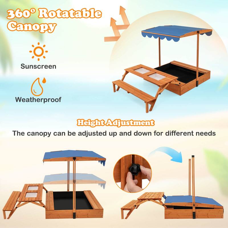 Costway Wooden Sandbox with Lid Cover Kids Outdoor Play Equipment Gift - Beige - See Details