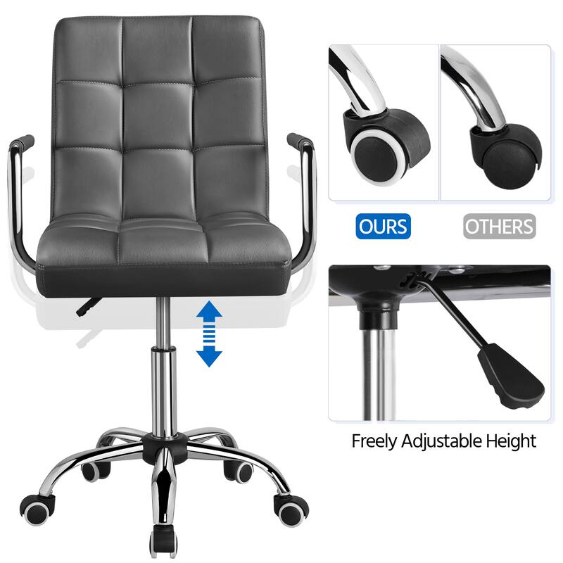 Yaheetech Adjustable Faux Leather Swivel Office Chair with Wheels