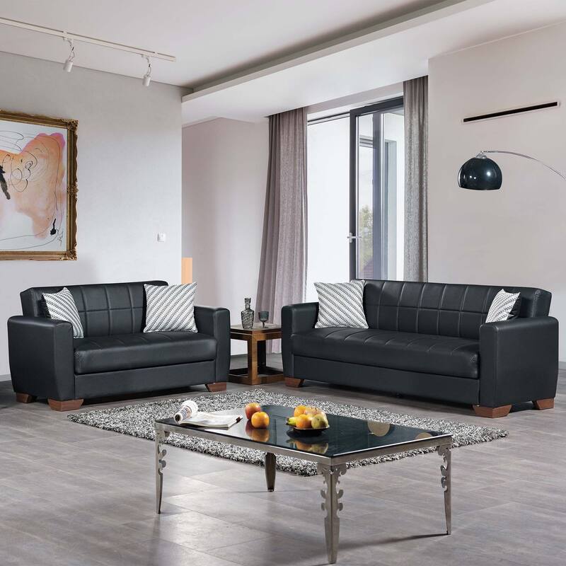 Collection Upholstered Convertible Loveseat With Storage