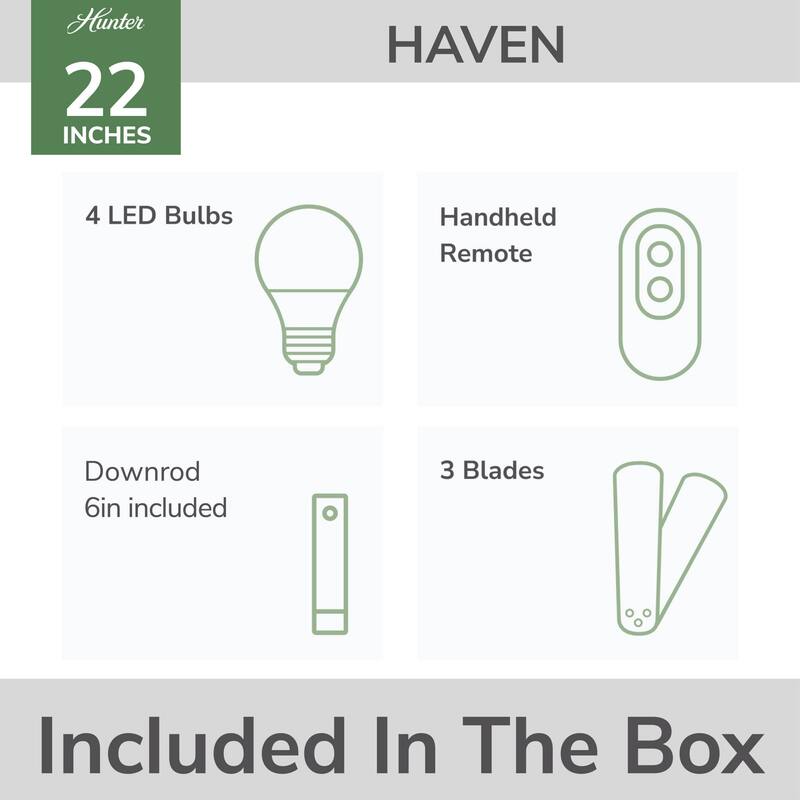 Hunter Haven 22" Fandelier Ceiling Fan w/ Light, Remote - Modern, Industrial, Farmhouse - Small Spaces