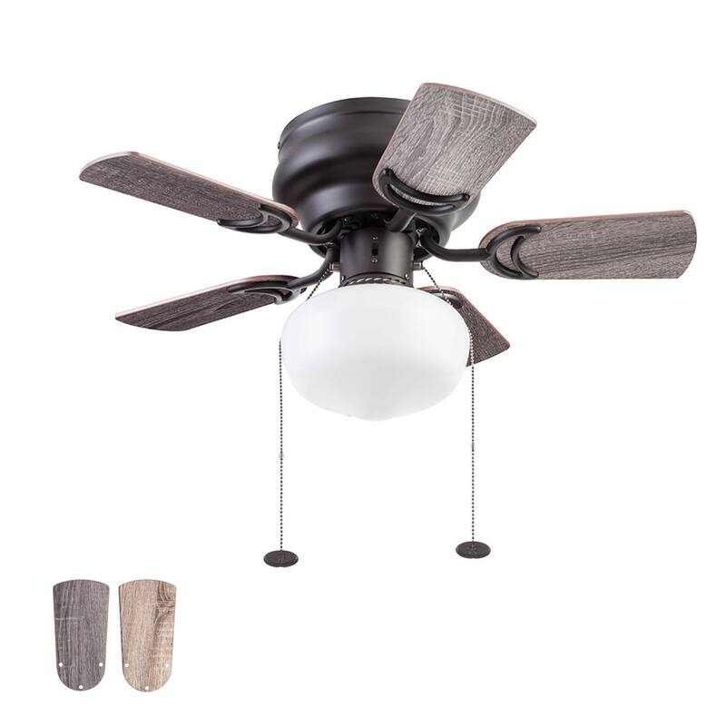 28" Prominence Home Hero Bronze Traditional Flush Mount Indoor LED Ceiling Fan with Light, Pull Chain