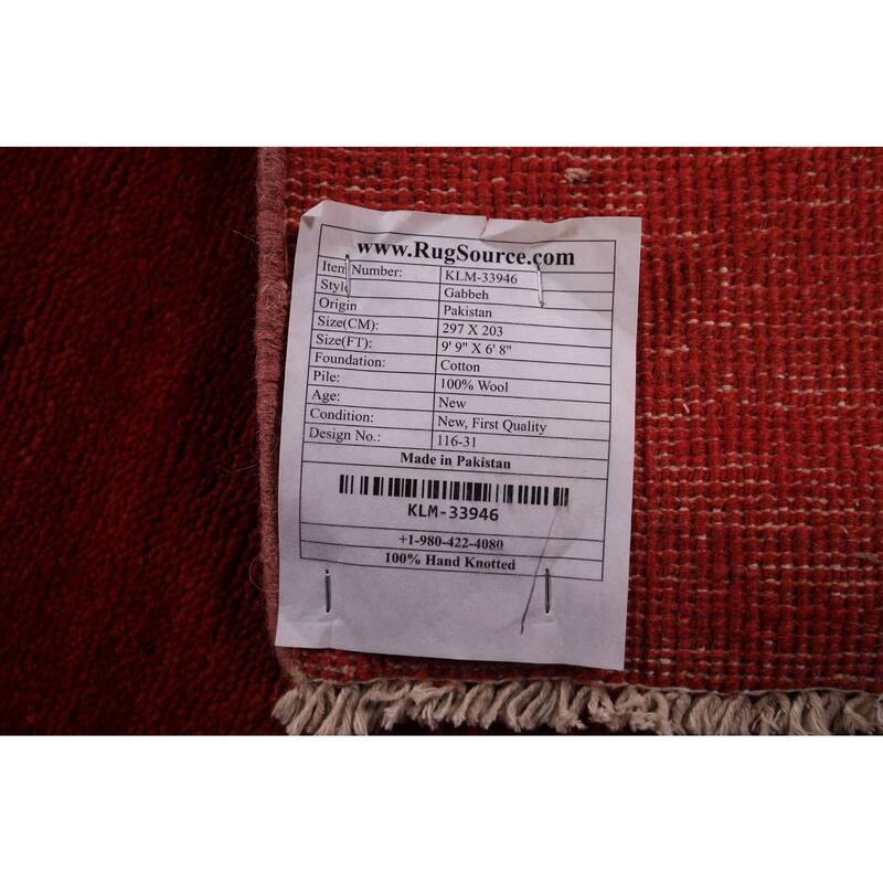 Red Modern Gabbeh Oriental Area Rug Handmade Wool Carpet - 6'8" x 9'9"