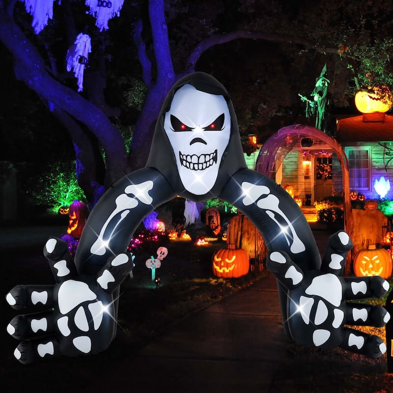 Costway 10.2 x 8.7 ft Halloween Inflatable Grim Reaper Archway LED - See Details