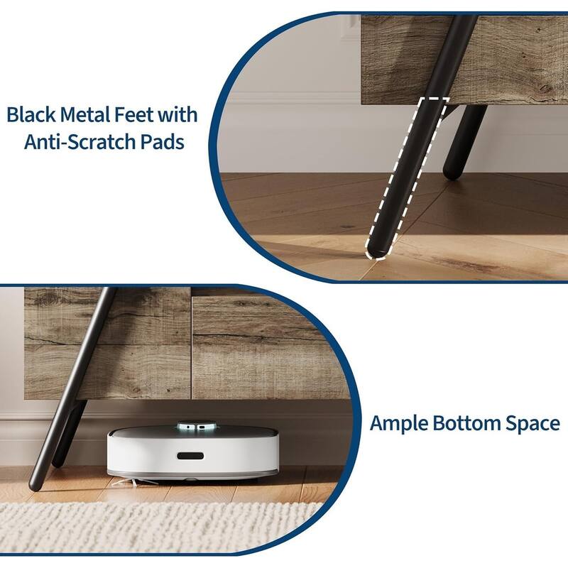 TV Stand, with 2 Drawers and U-Shaped Metal Base