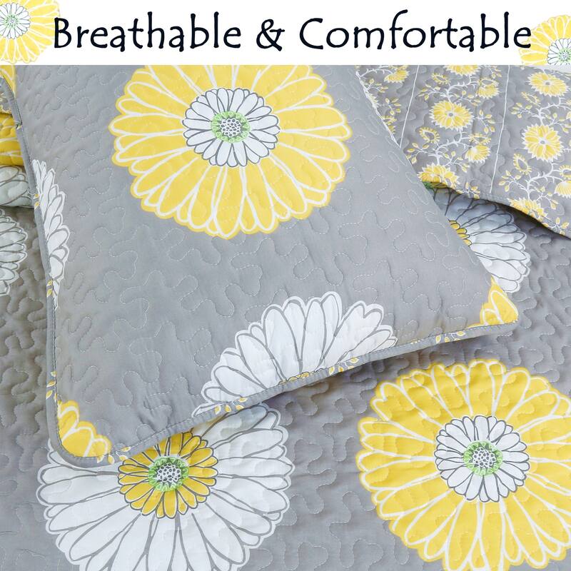 Copper Grove Craigmore Gray Yellow Floral Print Quilt Bedding Set