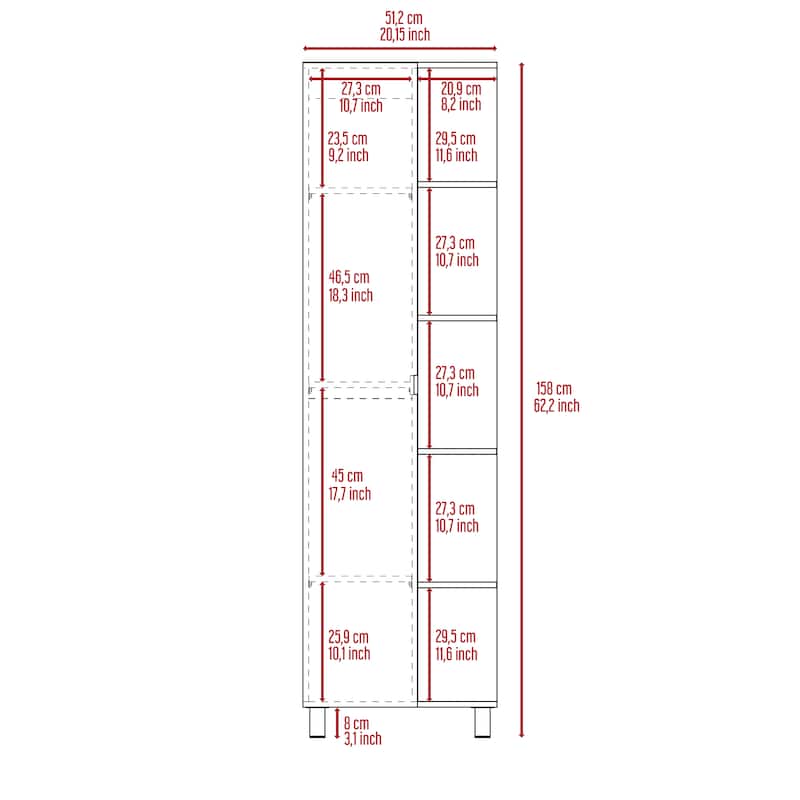 Portland 5-Shelf Linen Cabinet