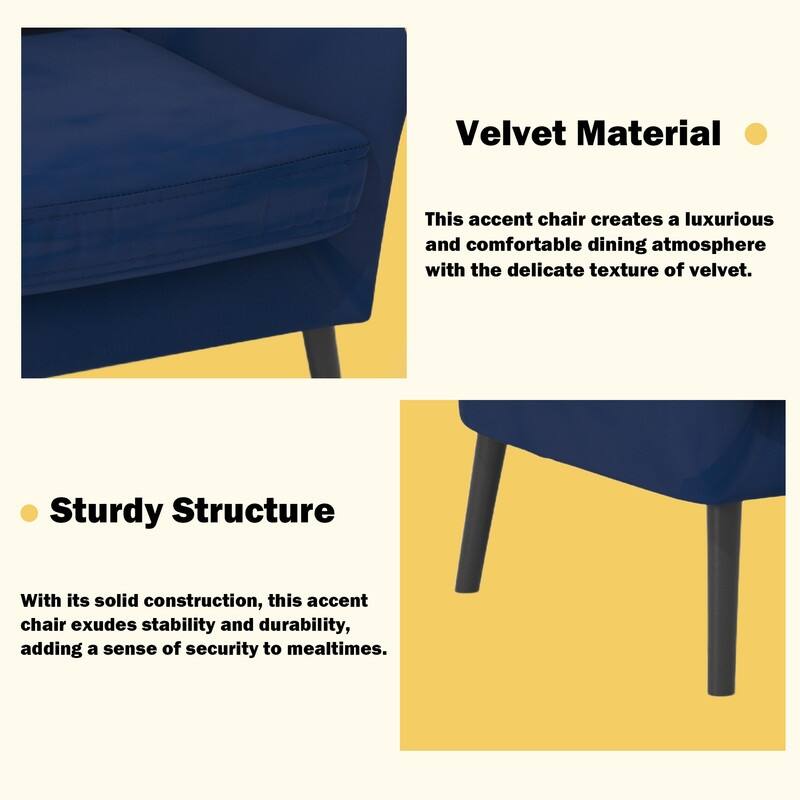 Tuft Velvet Living Room Thick Cushion Accent Chair (Set of 2)