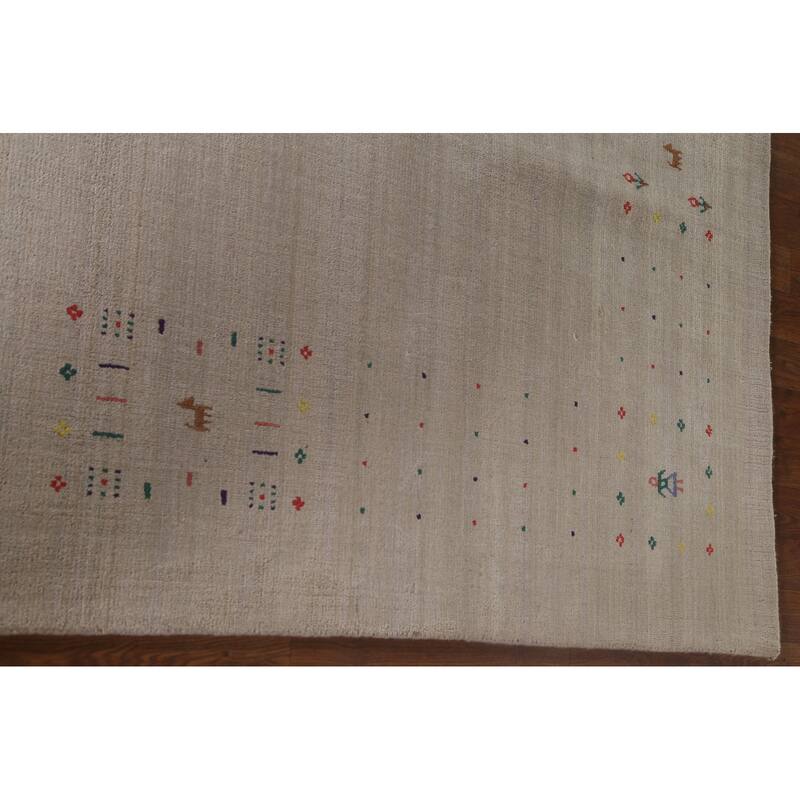 Gabbeh Area Rug Hand-Knotted Tribal Wool Carpet - 7'10" x 9'10"
