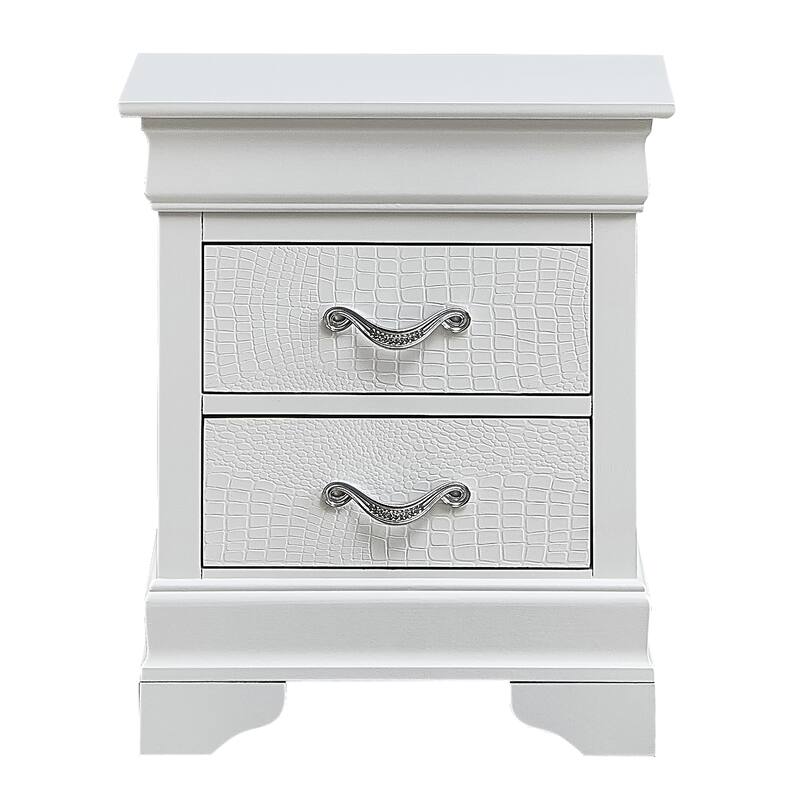 Silver Champagne Transitional Nightstand with Two Drawers