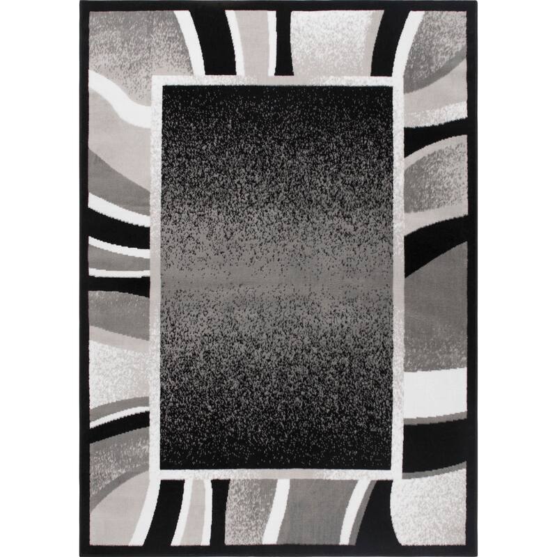 Home Dynamix Premium Rizzy Contemporary Border Area Rug - 7' 8" x 10' 7" - Black/Gray