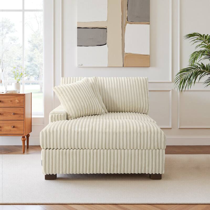 Modular Armchair and Ottoman Set with Adjustable Headrest, Flannel Upholstery