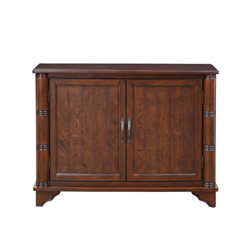 Solid Wood Entryway Console Table, 40" Retro Storage Cabinet with Adjustable Shelf - Light Espresso