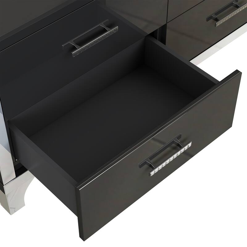 Elegant High Gloss Dresser with Metal Handle