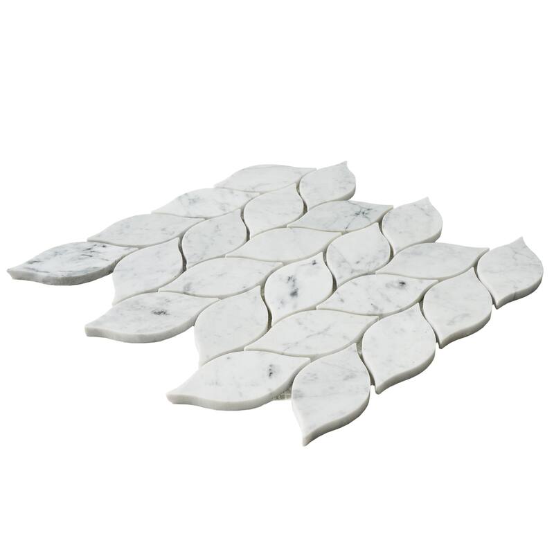 Carrara Marble Leaf Polished Mosaic Tile
