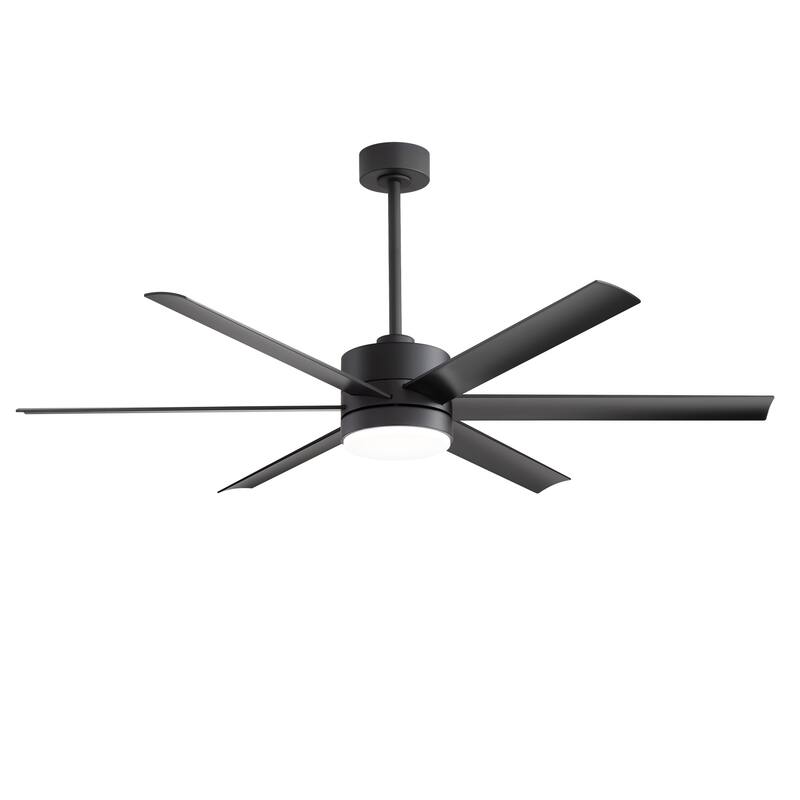 52"/ 65"/72" Black LED Ceiling Fan with Light Kit and Remote(5/8 Blade)