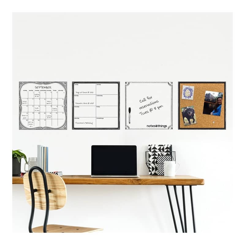 WallPops Black & White 4 Piece Organizer Kit