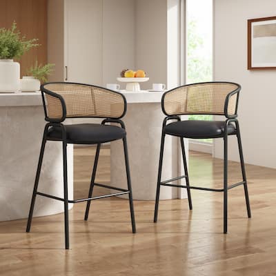 Upholstered Bar Stool Side Chair Set of 2
