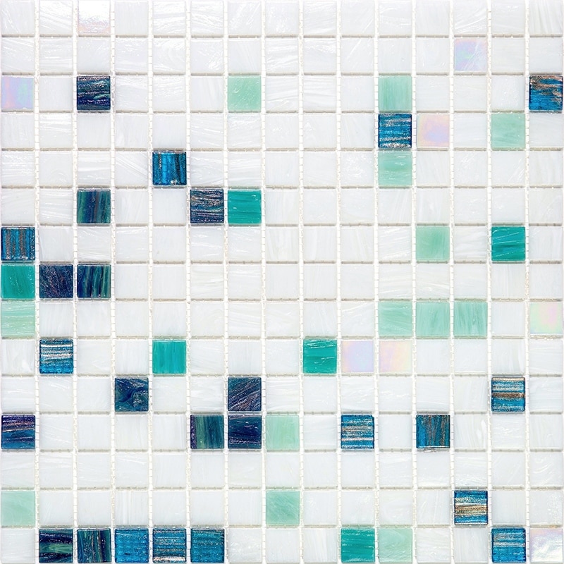 Apollo tile 12" x 12" Mingles Glossy White Green Glass Tile (20 sq ft/case) - 20 Pack