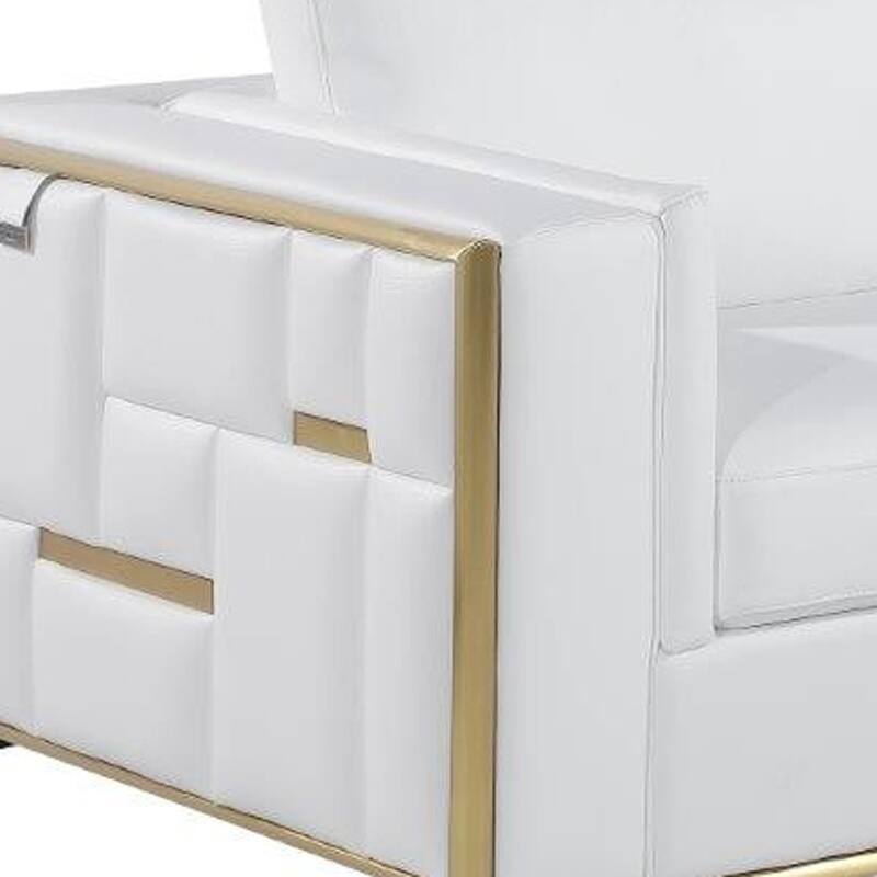 HomeRoots White Top Grain Leather Five Person Seating Set