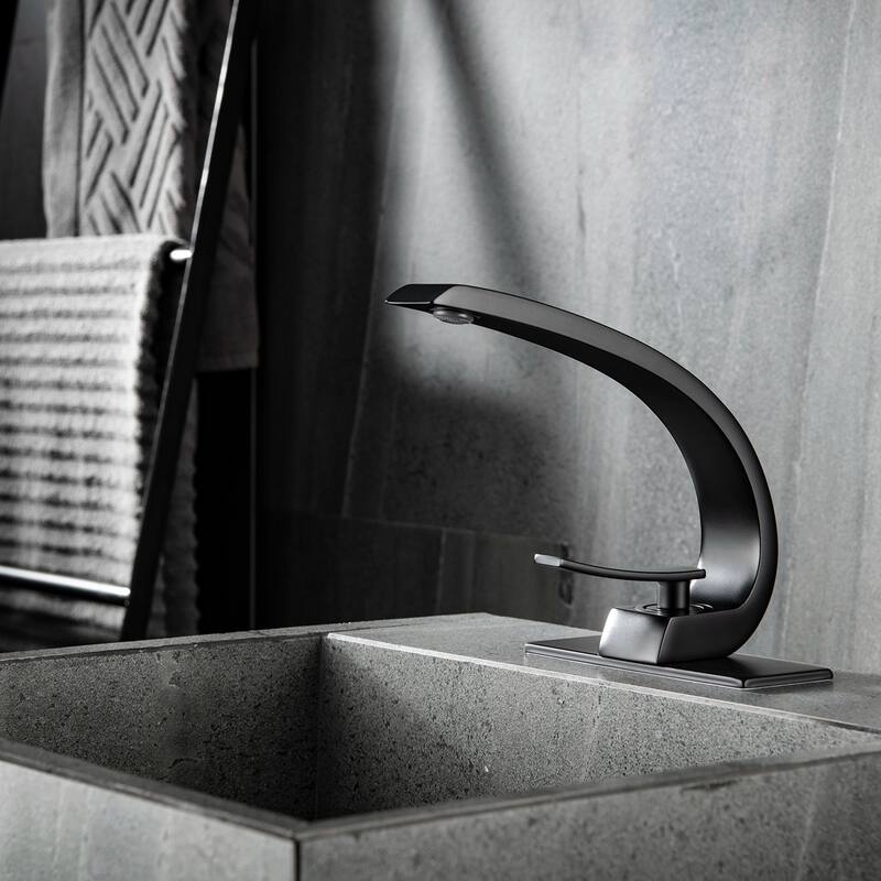 Matte Black Bathroom Single Handle Sink Faucet