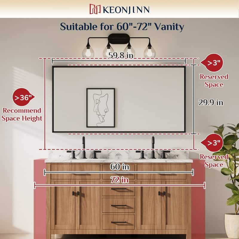 Keonjinn Aluminum Framed Wall Mount Bathroom Vanity Mirror